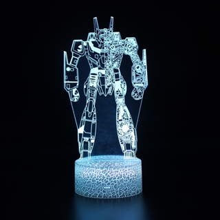 Robot 3D lampe med fjernbetjening – 16 farver – batteri- og USB-drevet natlampe 